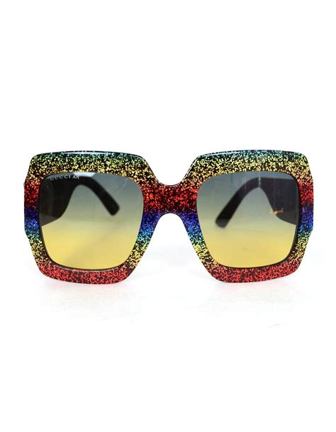 gucci rainbow glitter sunglasses|gucci bedazzled sunglasses.